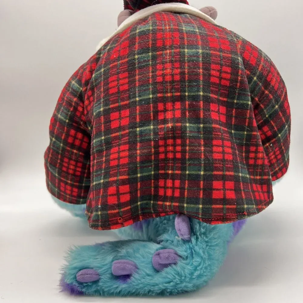 Disney Store Holiday Morning Sully‎ Plush Plaid Pajama Shirt Santa Monsters Inc